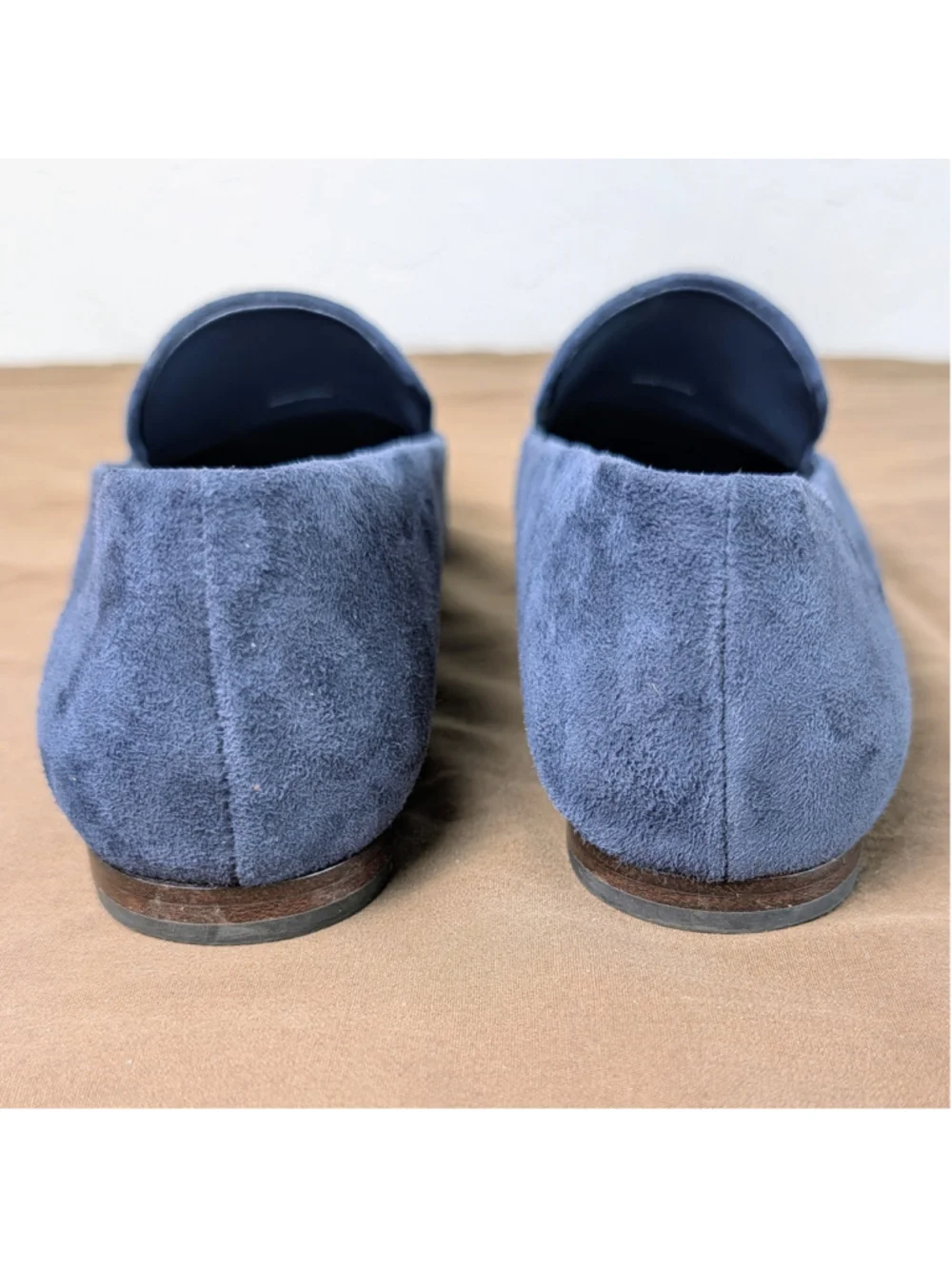 Vince Navy Blue Suede Smoking Loafers Womens 6.5 Minimalist Leather Sole Flats